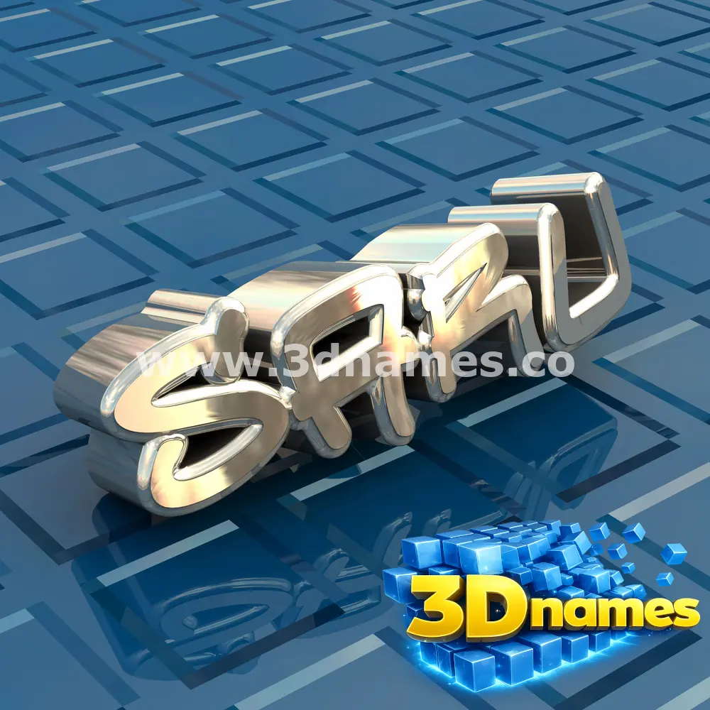 saru in Blue Bling style - 3D name wallpaper