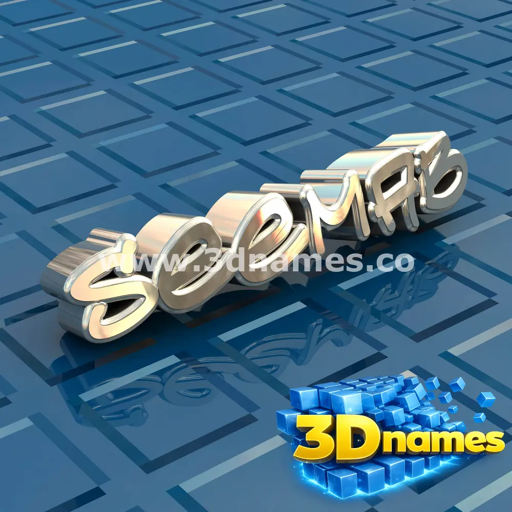 seemab in Blue Bling style - 3D name wallpaper