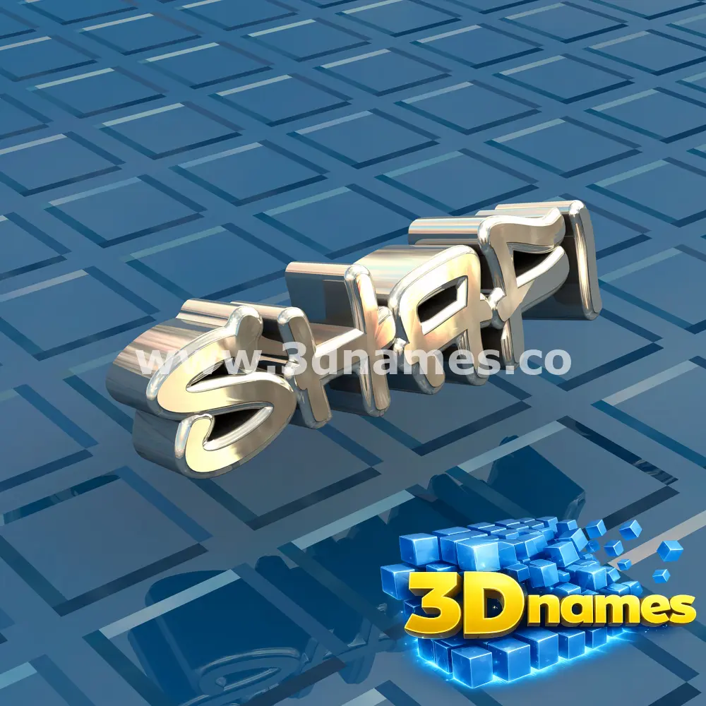 shafi in Blue Bling style - 3D name wallpaper
