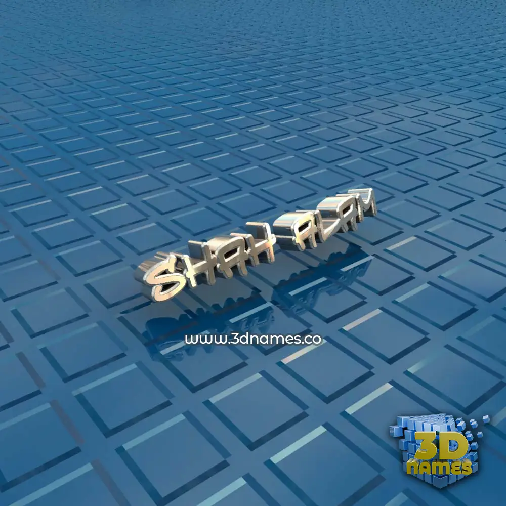 shah alam in Blue Bling style - 3D name wallpaper