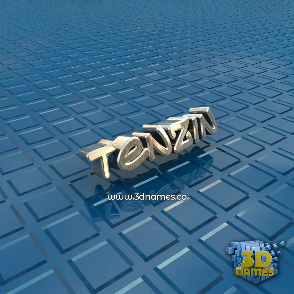 tenzin in Blue Bling style - 3D name wallpaper
