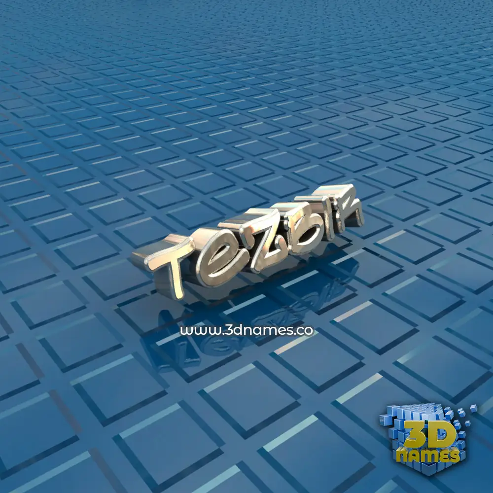tezbir in Blue Bling style - 3D name wallpaper
