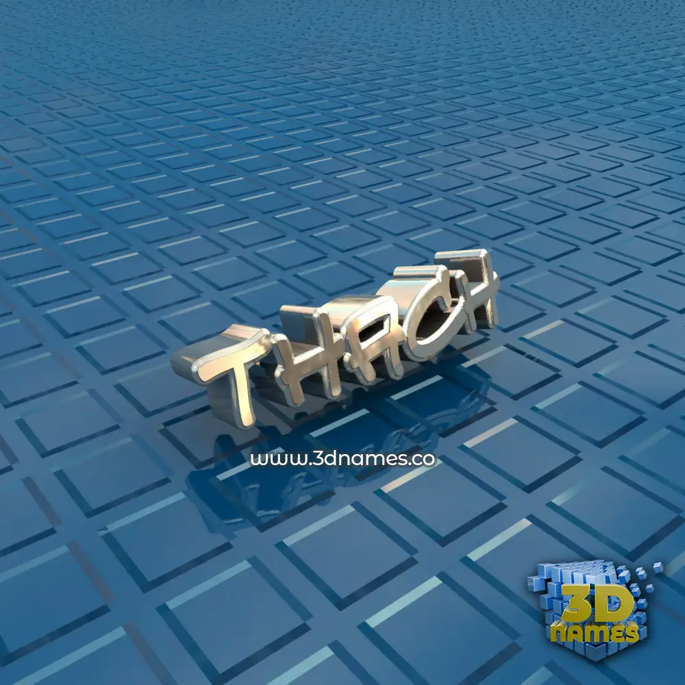 thach in Blue Bling style - 3D name wallpaper