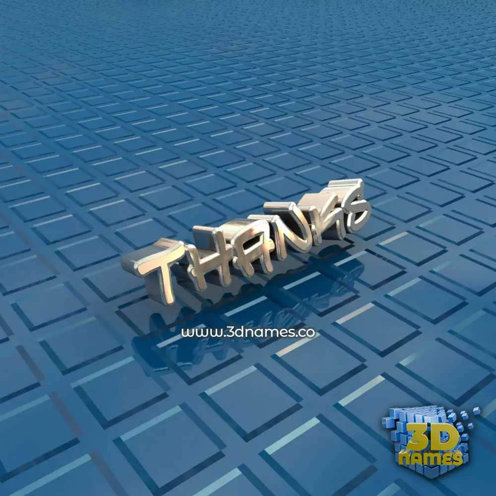 thanks in Blue Bling style - 3D name wallpaper