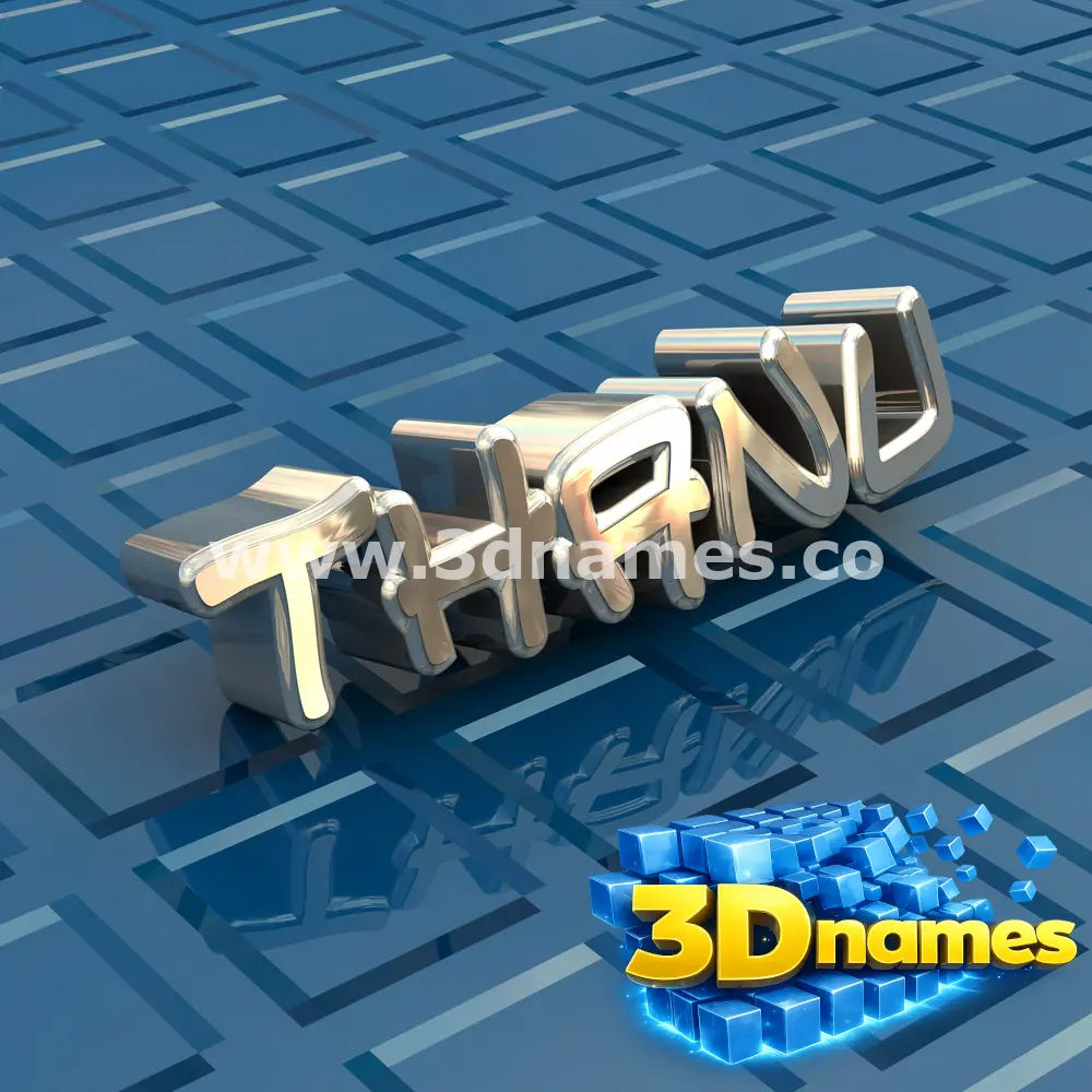 thanu in Blue Bling style - 3D name wallpaper
