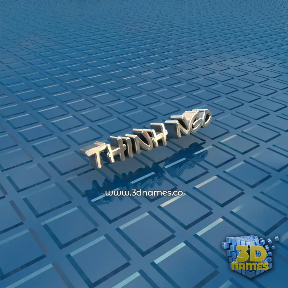 thinh ngo in Blue Bling style - 3D name wallpaper