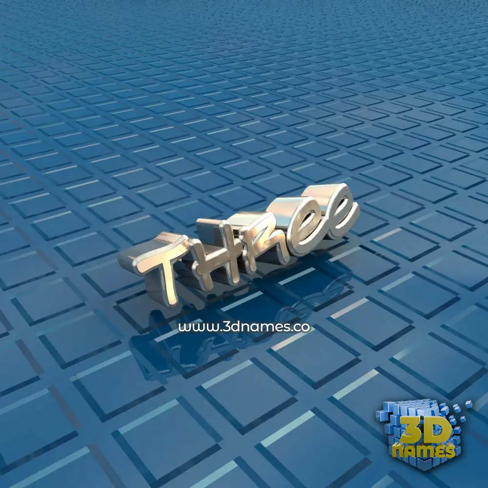 three in Blue Bling style - 3D name wallpaper