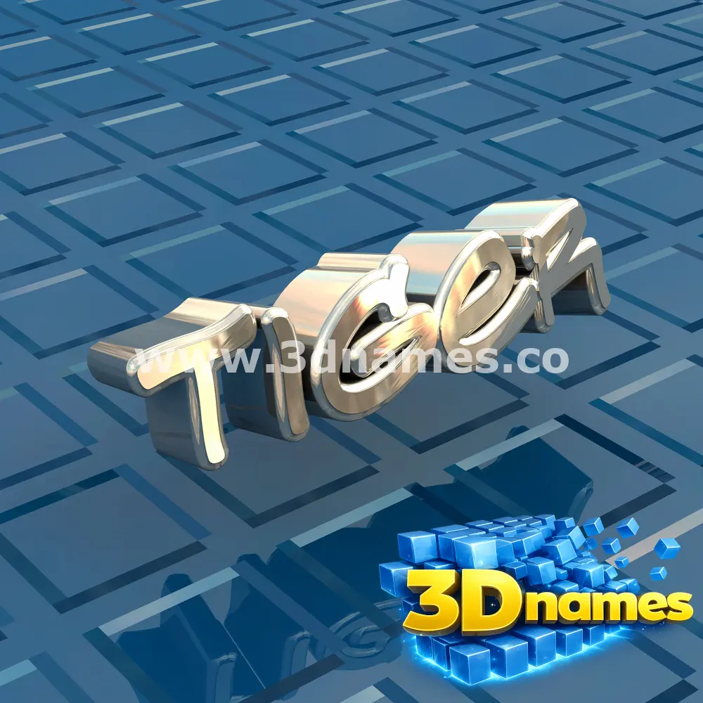 tiger in Blue Bling style - 3D name wallpaper