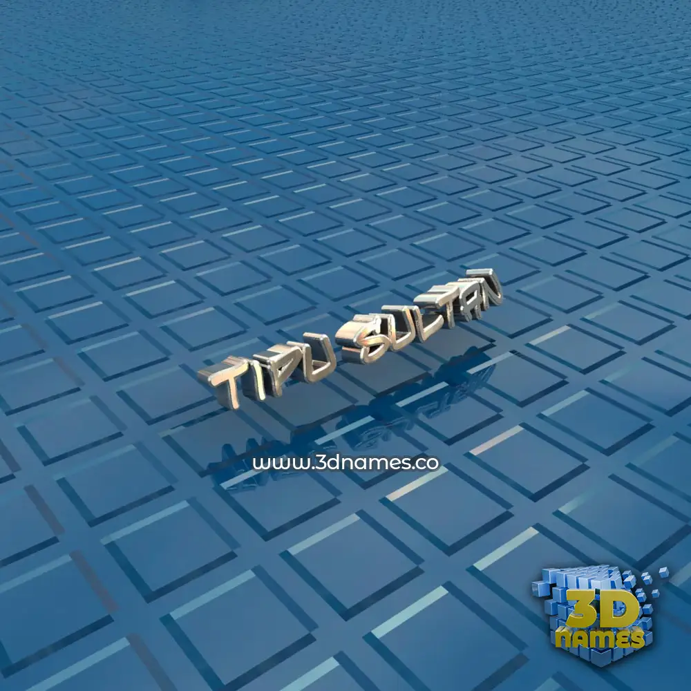 tipu sultan in Blue Bling style - 3D name wallpaper