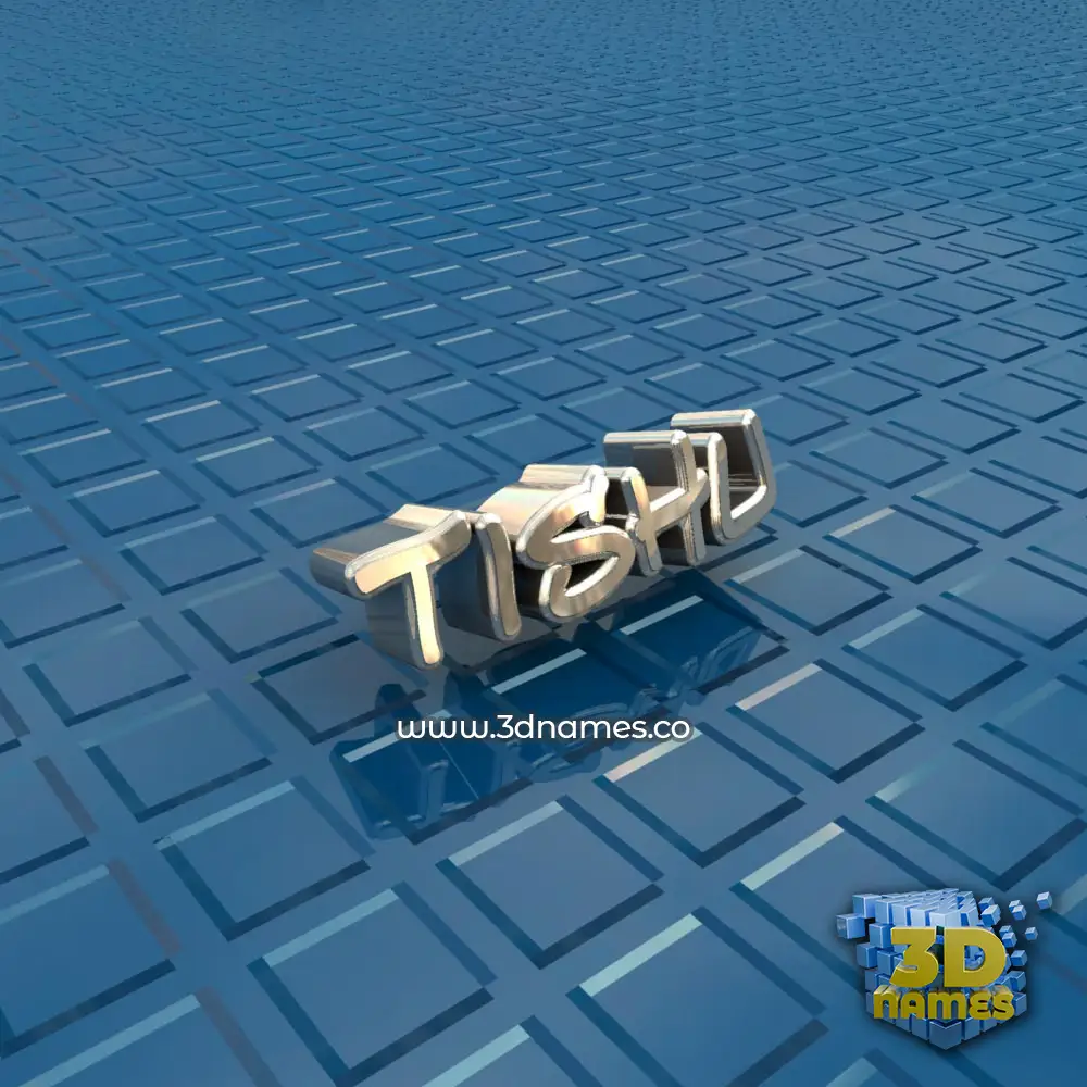 tishu in Blue Bling style - 3D name wallpaper