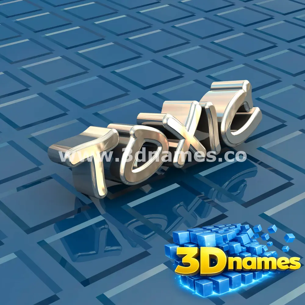 toxic in Blue Bling style - 3D name wallpaper