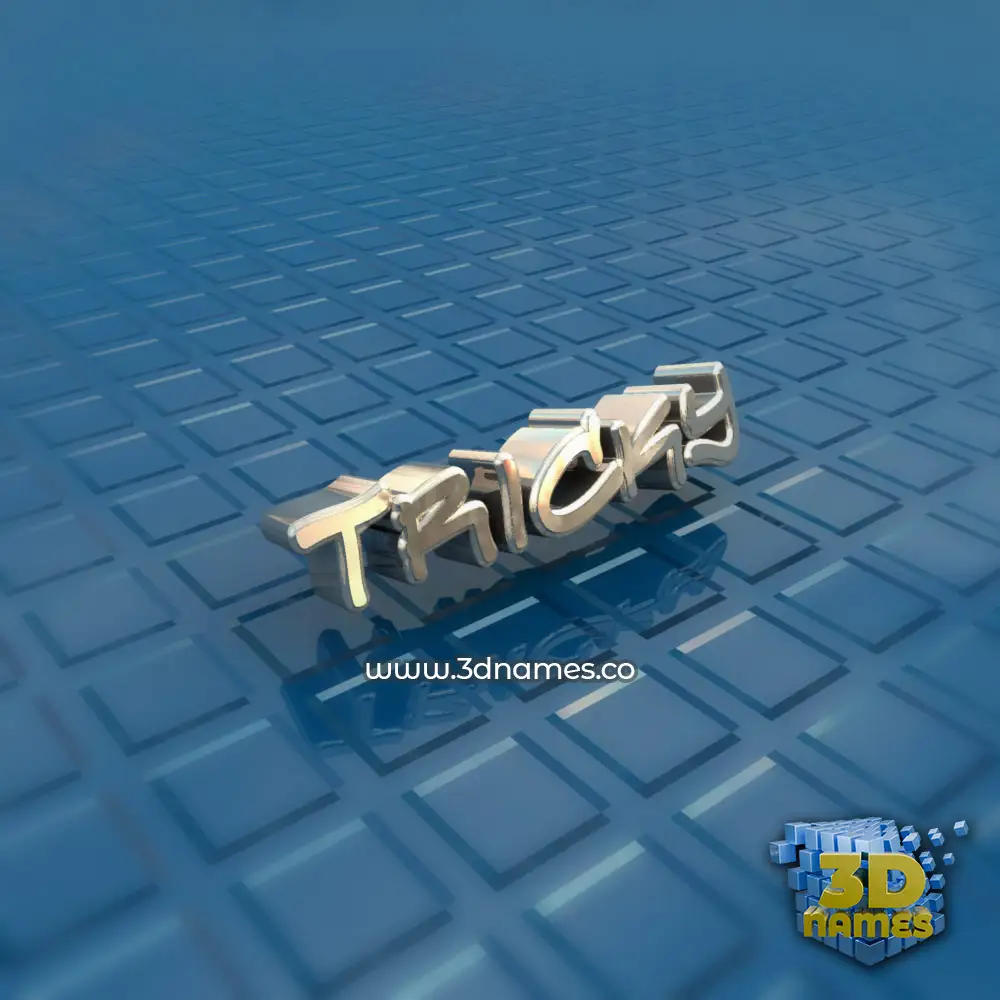 tricky in Blue Bling style - 3D name wallpaper