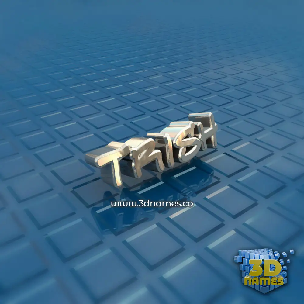 trish in Blue Bling style - 3D name wallpaper