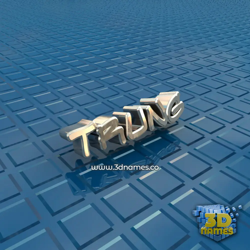 trung in Blue Bling style - 3D name wallpaper