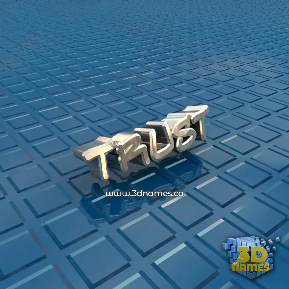 trust in Blue Bling style - 3D name wallpaper