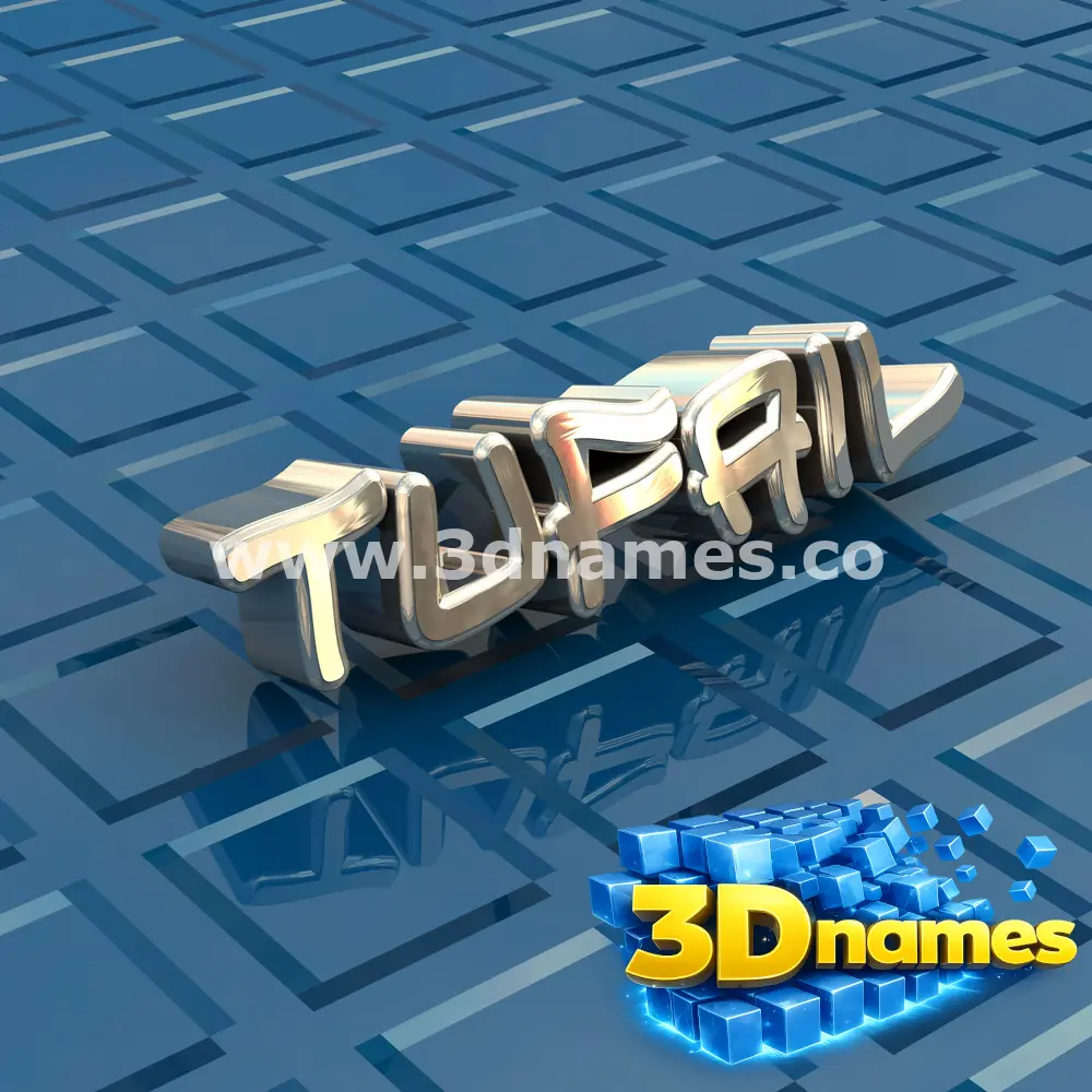 tufail in Blue Bling style - 3D name wallpaper