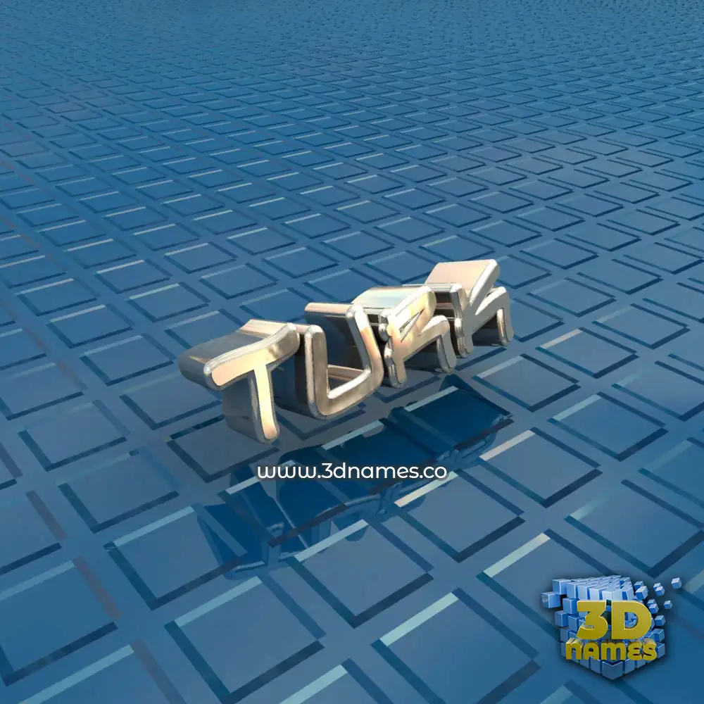 turk in Blue Bling style - 3D name wallpaper