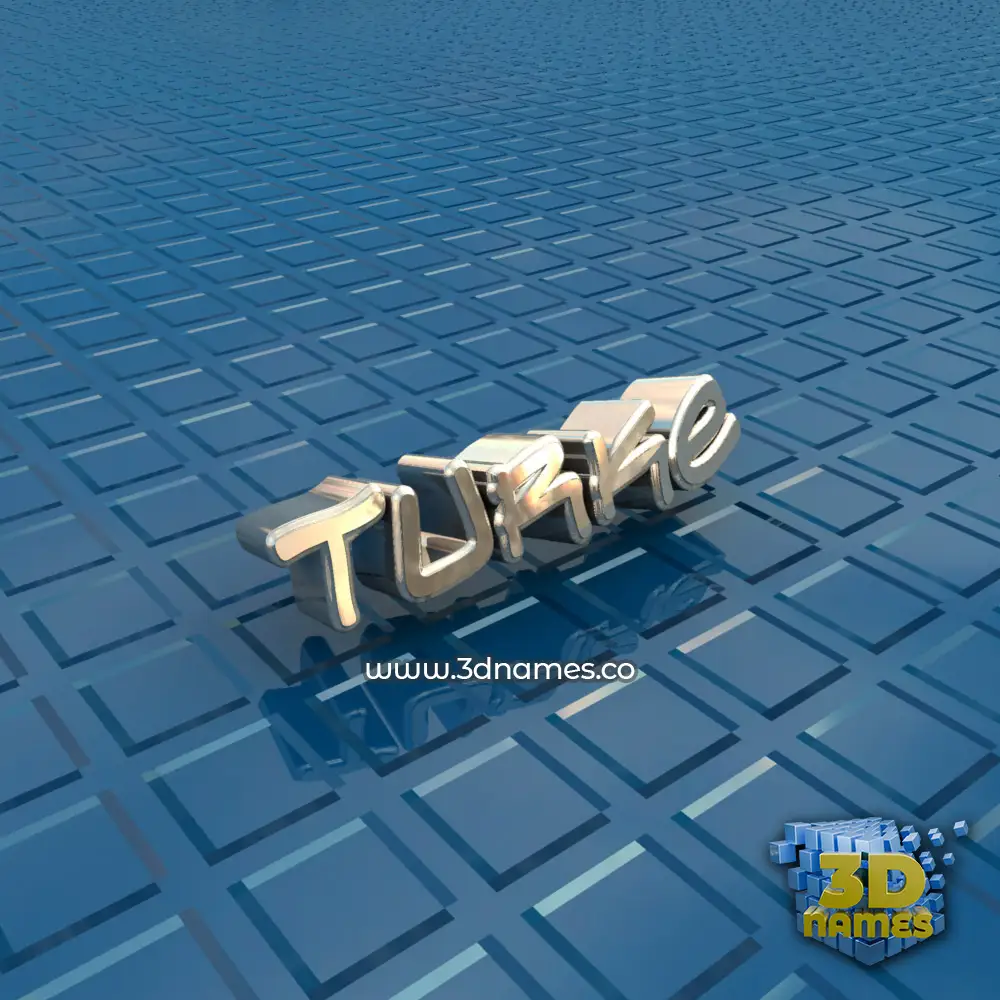 turke in Blue Bling style - 3D name wallpaper