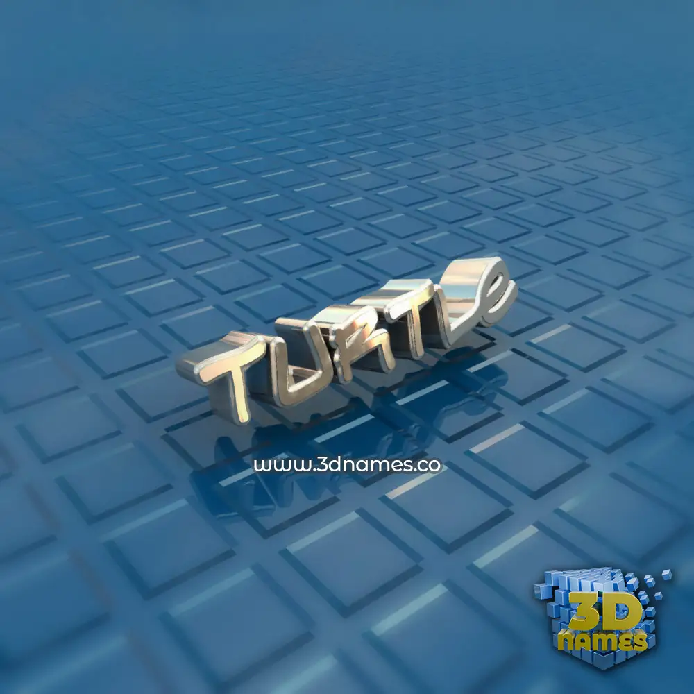 turtle in Blue Bling style - 3D name wallpaper