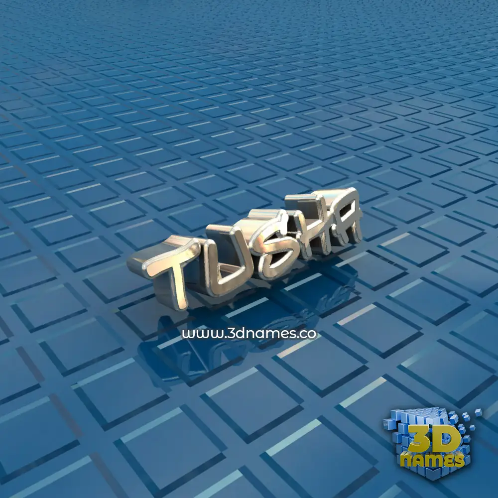 tusha in Blue Bling style - 3D name wallpaper