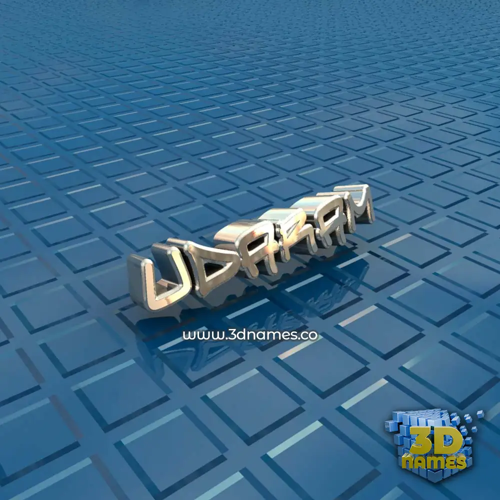 udaram in Blue Bling style - 3D name wallpaper