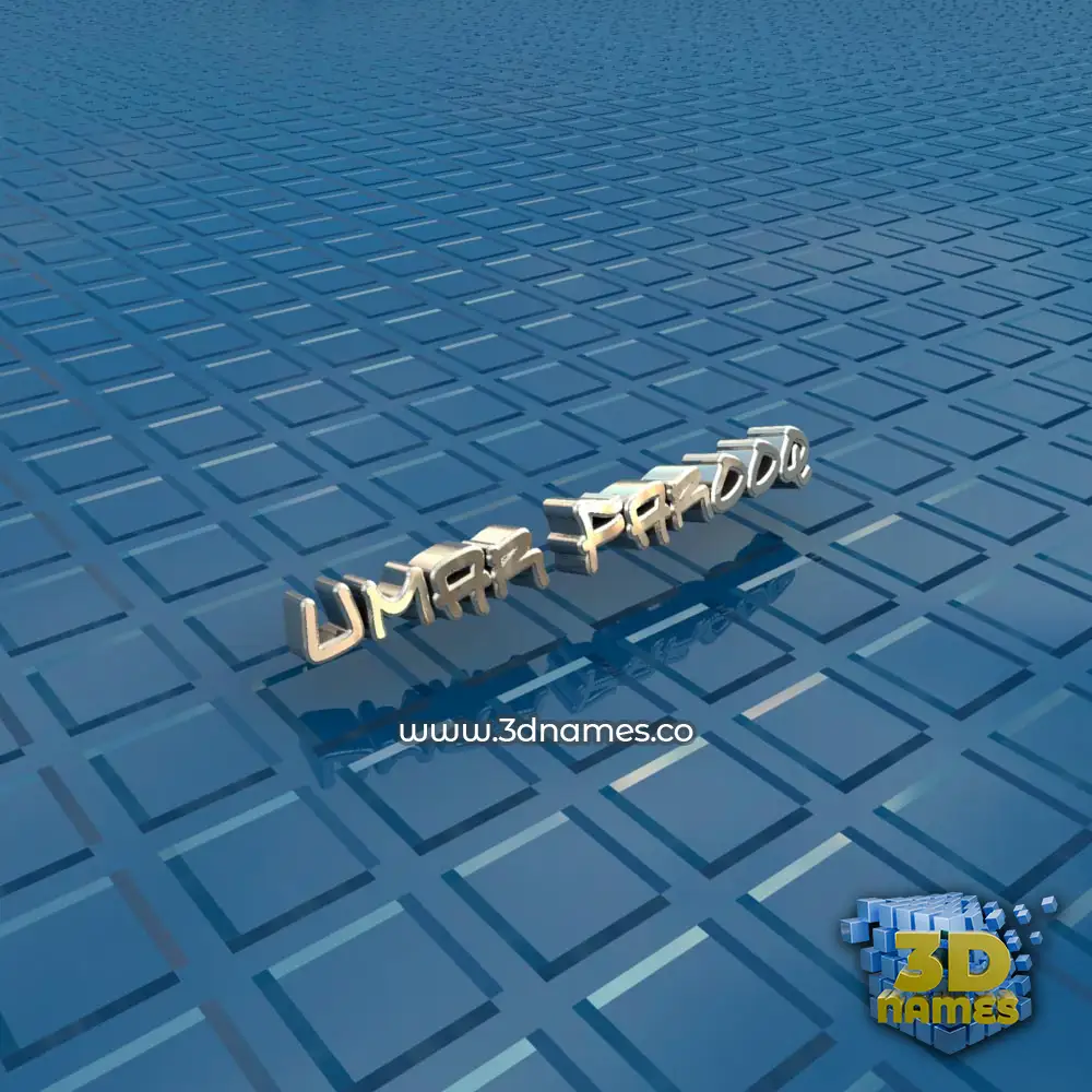 umar farooq in Blue Bling style - 3D name wallpaper