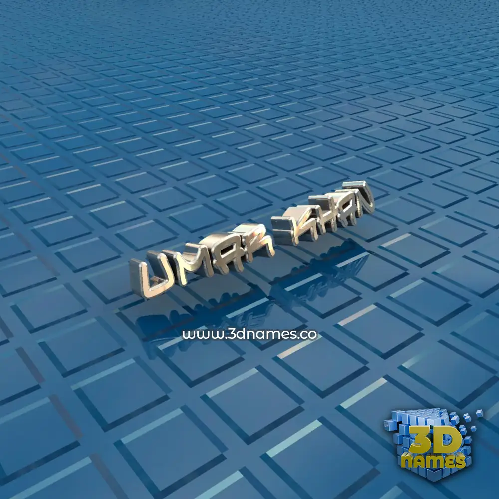 umar khan in Blue Bling style - 3D name wallpaper
