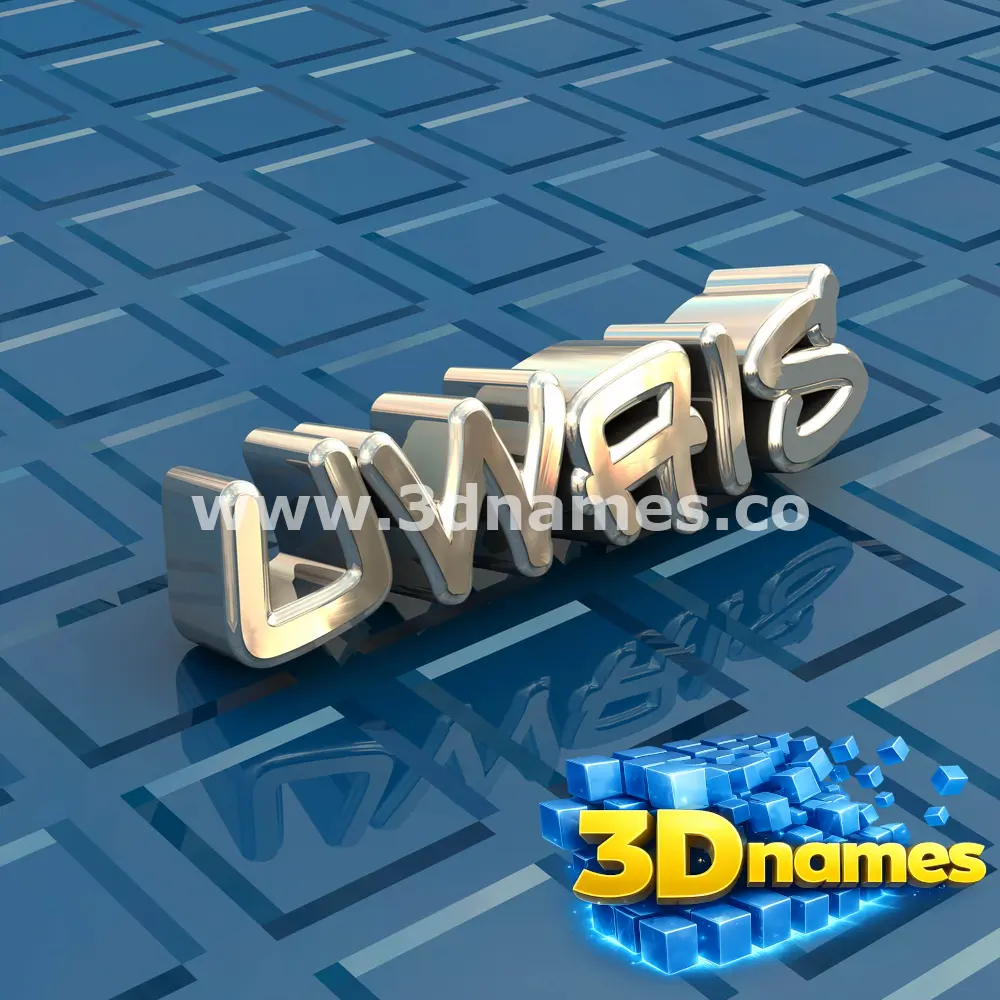 uwais in Blue Bling style - 3D name wallpaper
