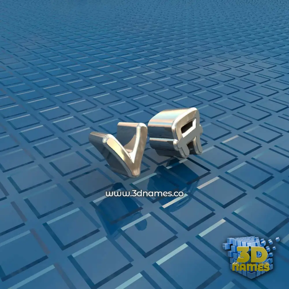 v a in Blue Bling style - 3D name wallpaper
