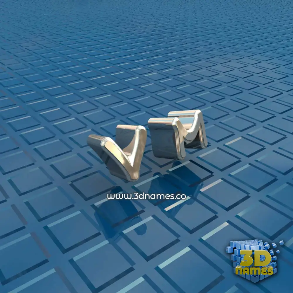 v m in Blue Bling style - 3D name wallpaper