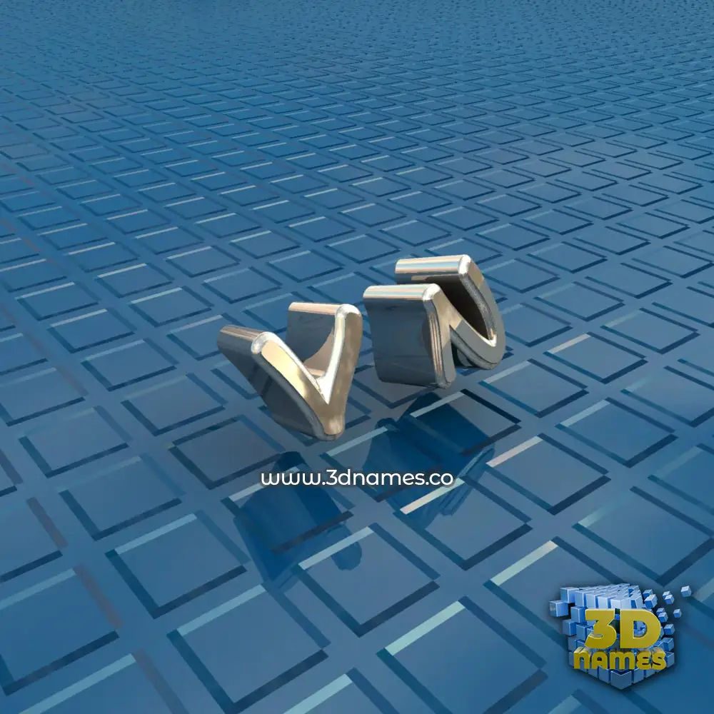 v n in Blue Bling style - 3D name wallpaper