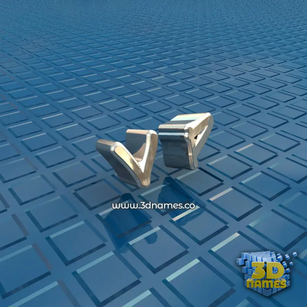 v p in Blue Bling style - 3D name wallpaper