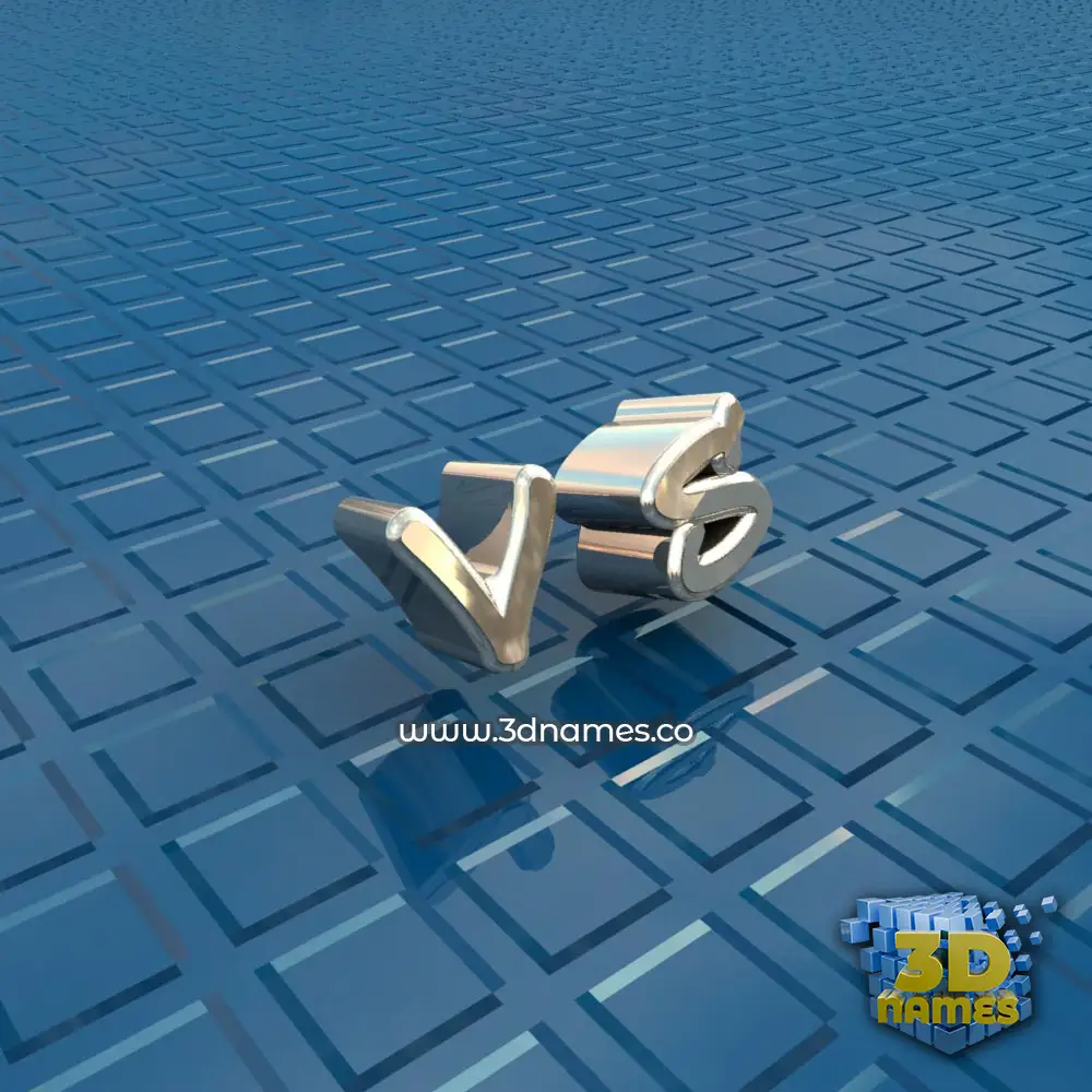 v s in Blue Bling style - 3D name wallpaper