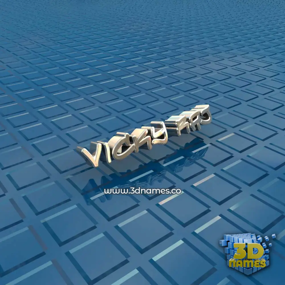 vicky raj in Blue Bling style - 3D name wallpaper