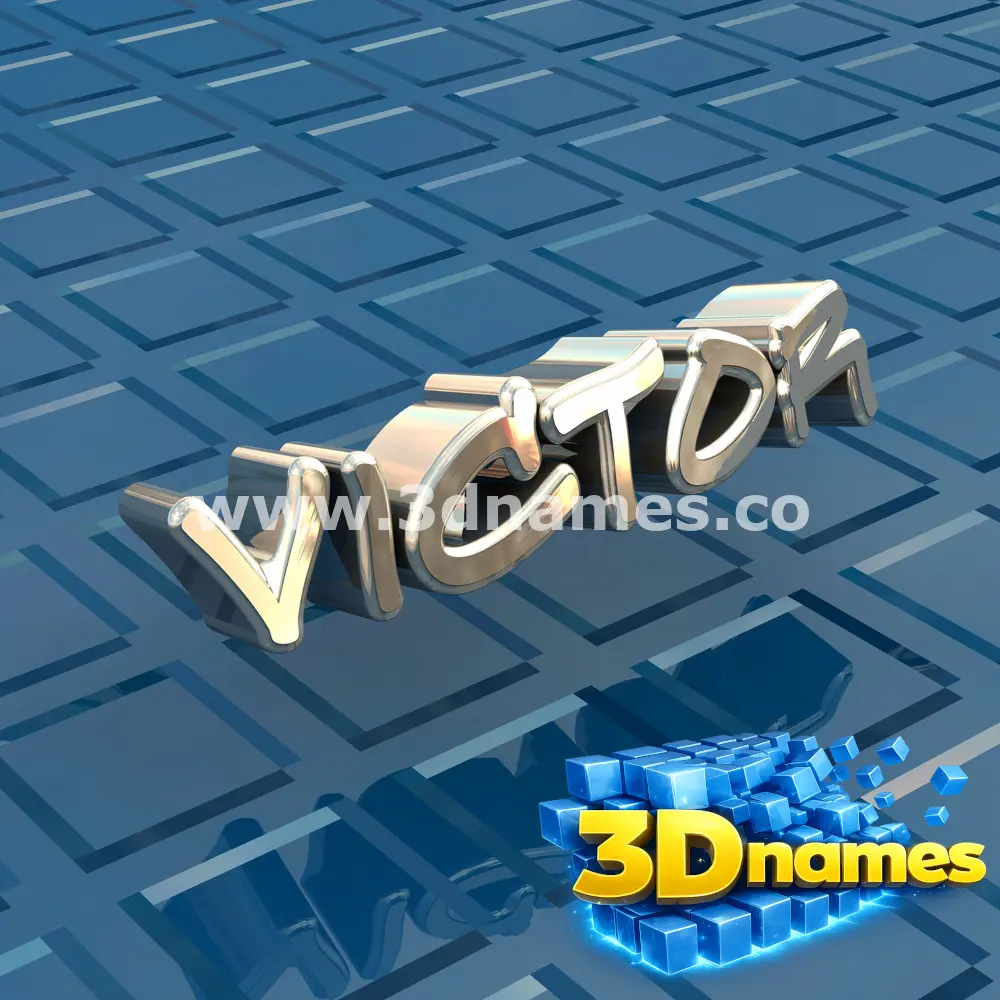 victor in Blue Bling style - 3D name wallpaper