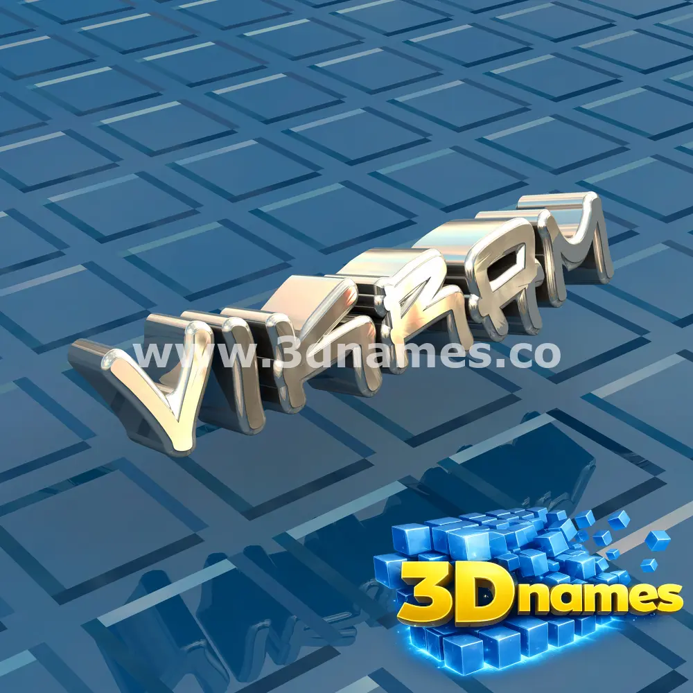 vikram in Blue Bling style - 3D name wallpaper
