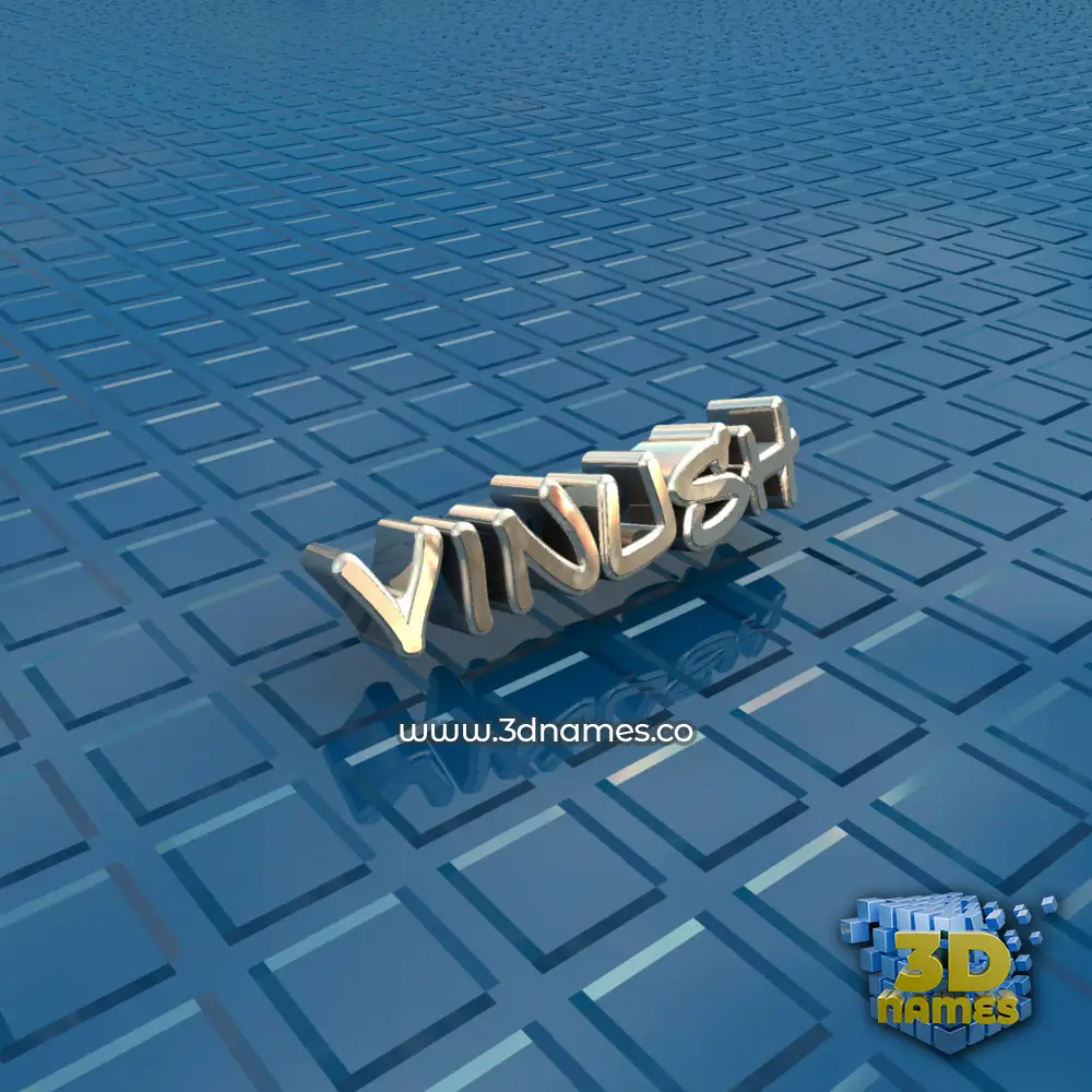 vinush in Blue Bling style - 3D name wallpaper