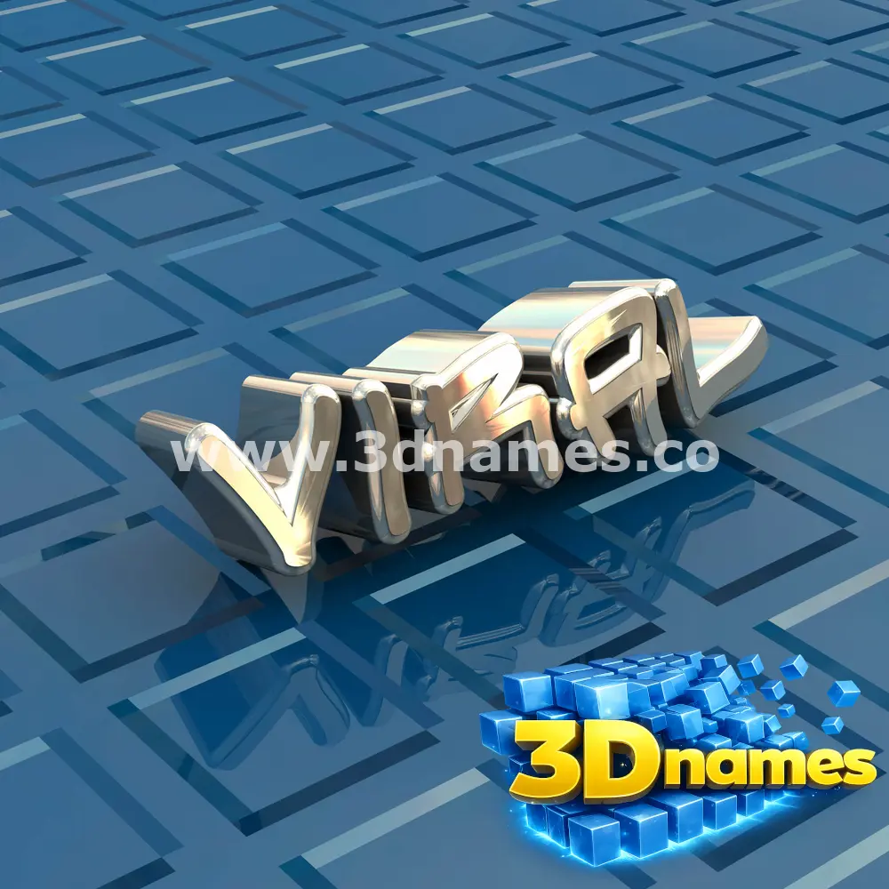 viral in Blue Bling style - 3D name wallpaper