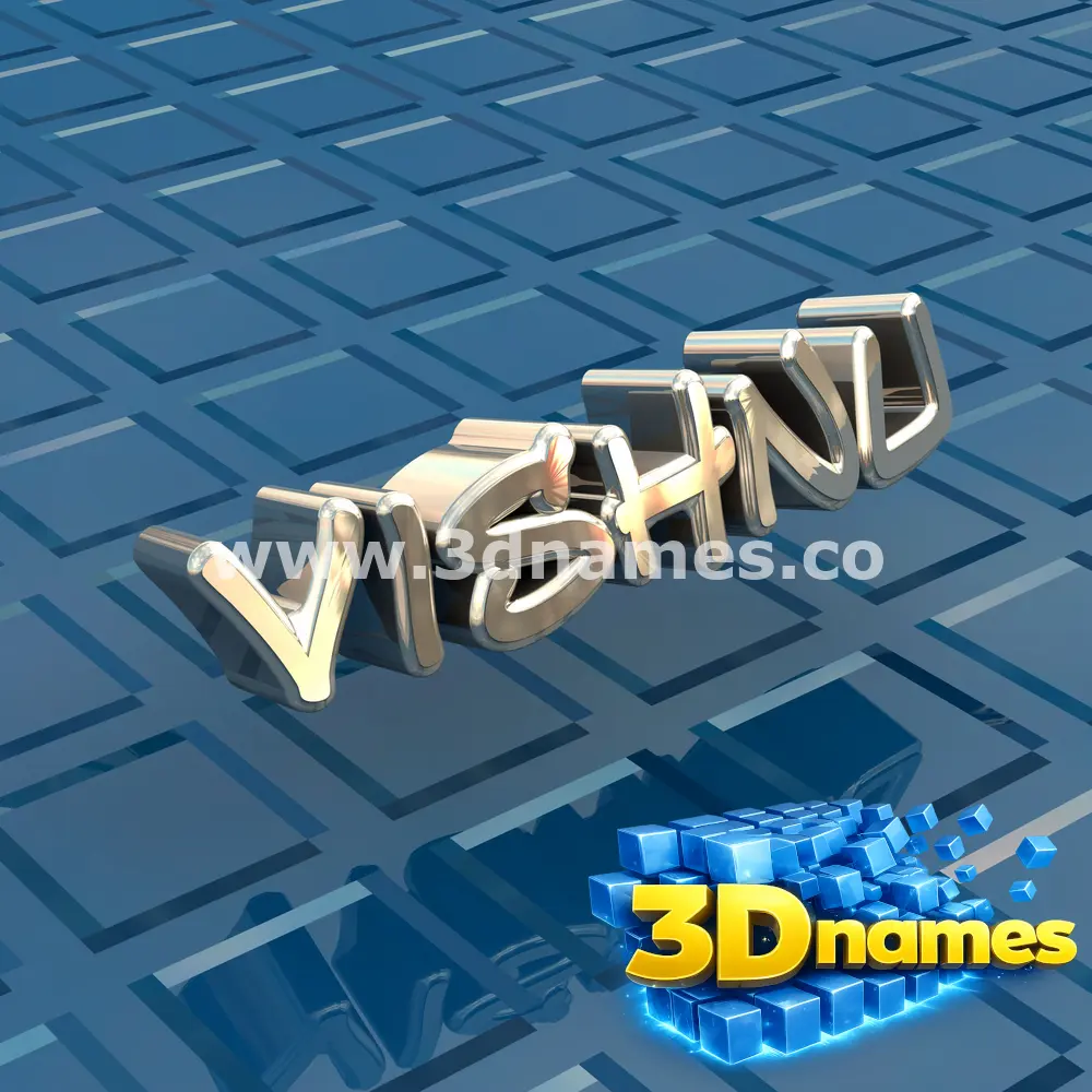 vishnu in Blue Bling style - 3D name wallpaper