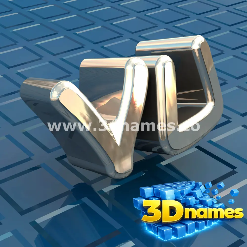 vu in Blue Bling style - 3D name wallpaper