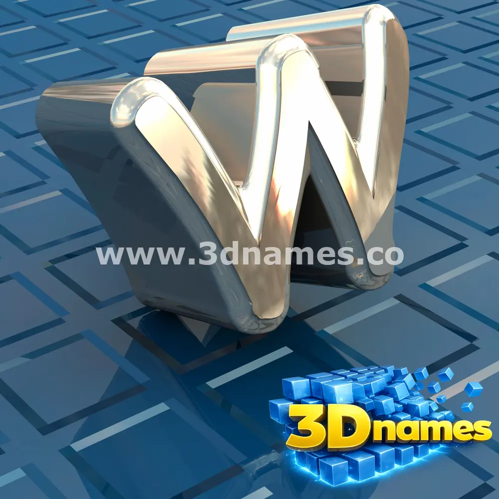w in Blue Bling style - 3D name wallpaper
