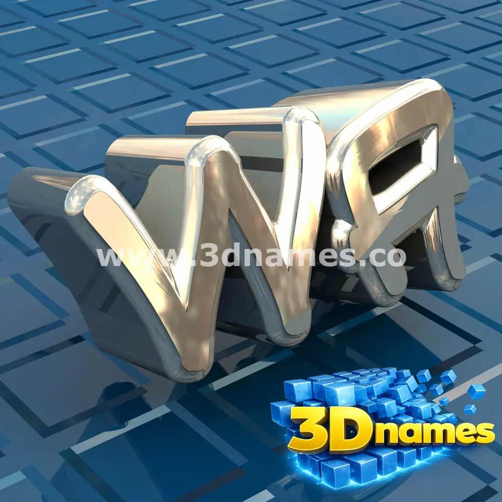 wa in Blue Bling style - 3D name wallpaper