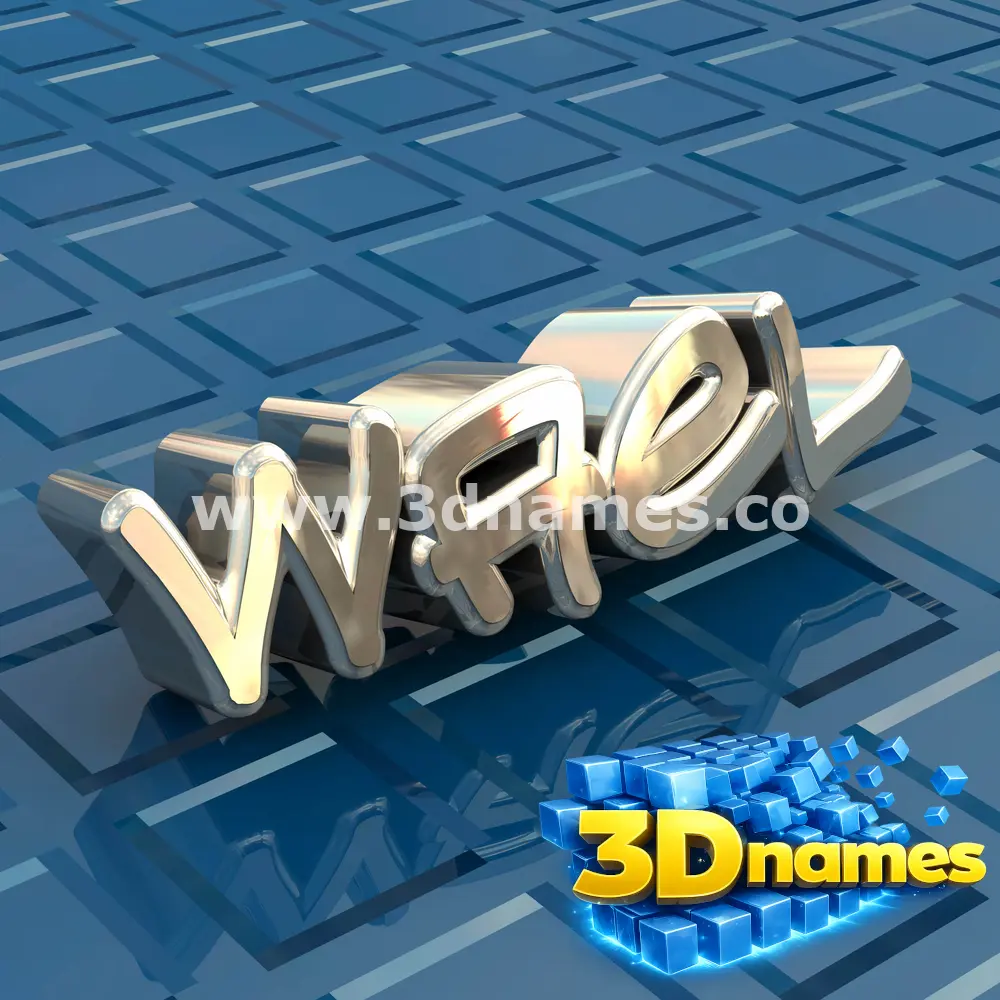 wael in Blue Bling style - 3D name wallpaper