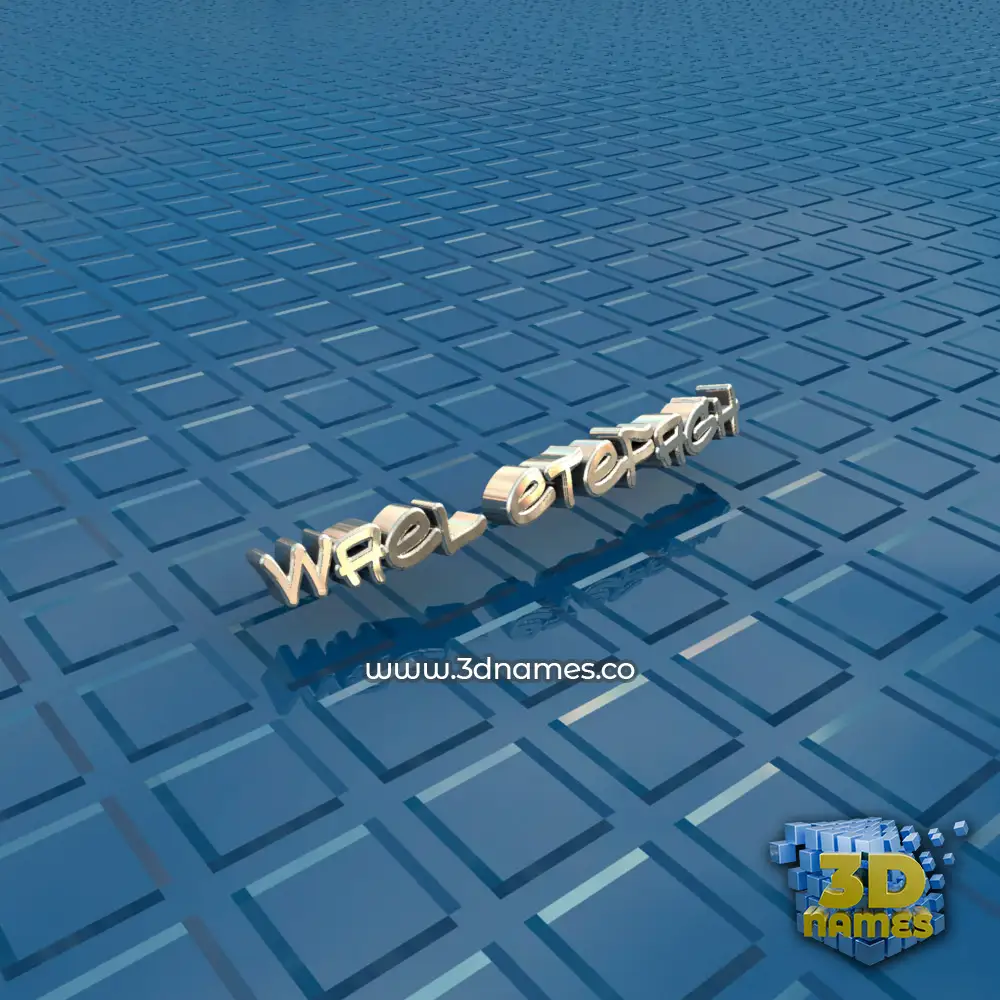 wael etefagh in Blue Bling style - 3D name wallpaper