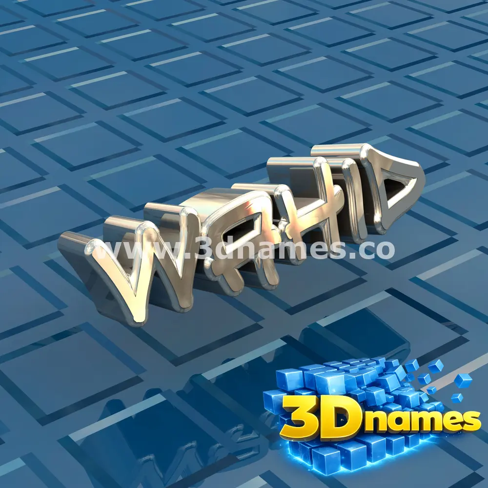 wahid in Blue Bling style - 3D name wallpaper