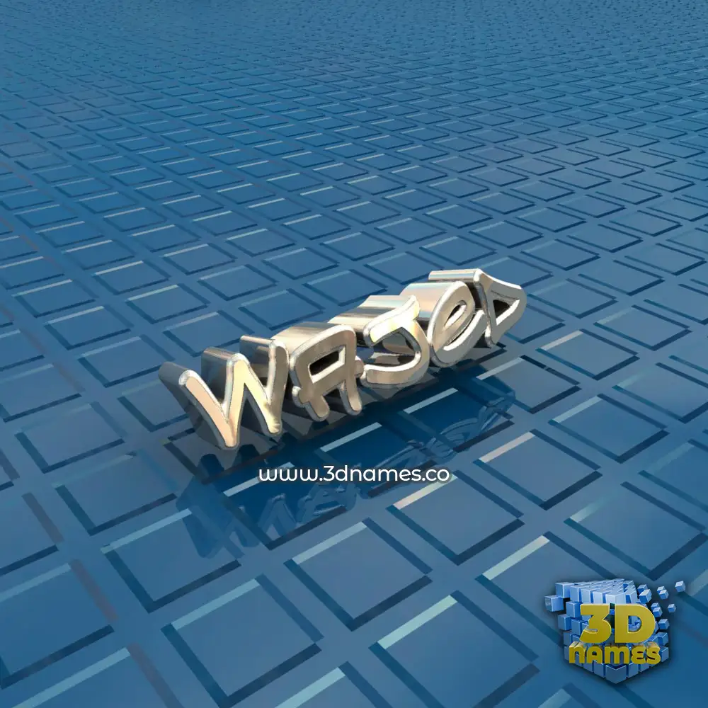 wajed in Blue Bling style - 3D name wallpaper