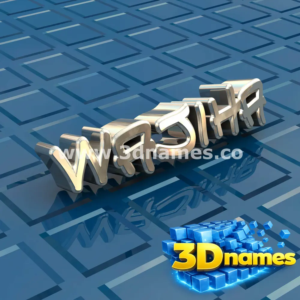 wajiha in Blue Bling style - 3D name wallpaper