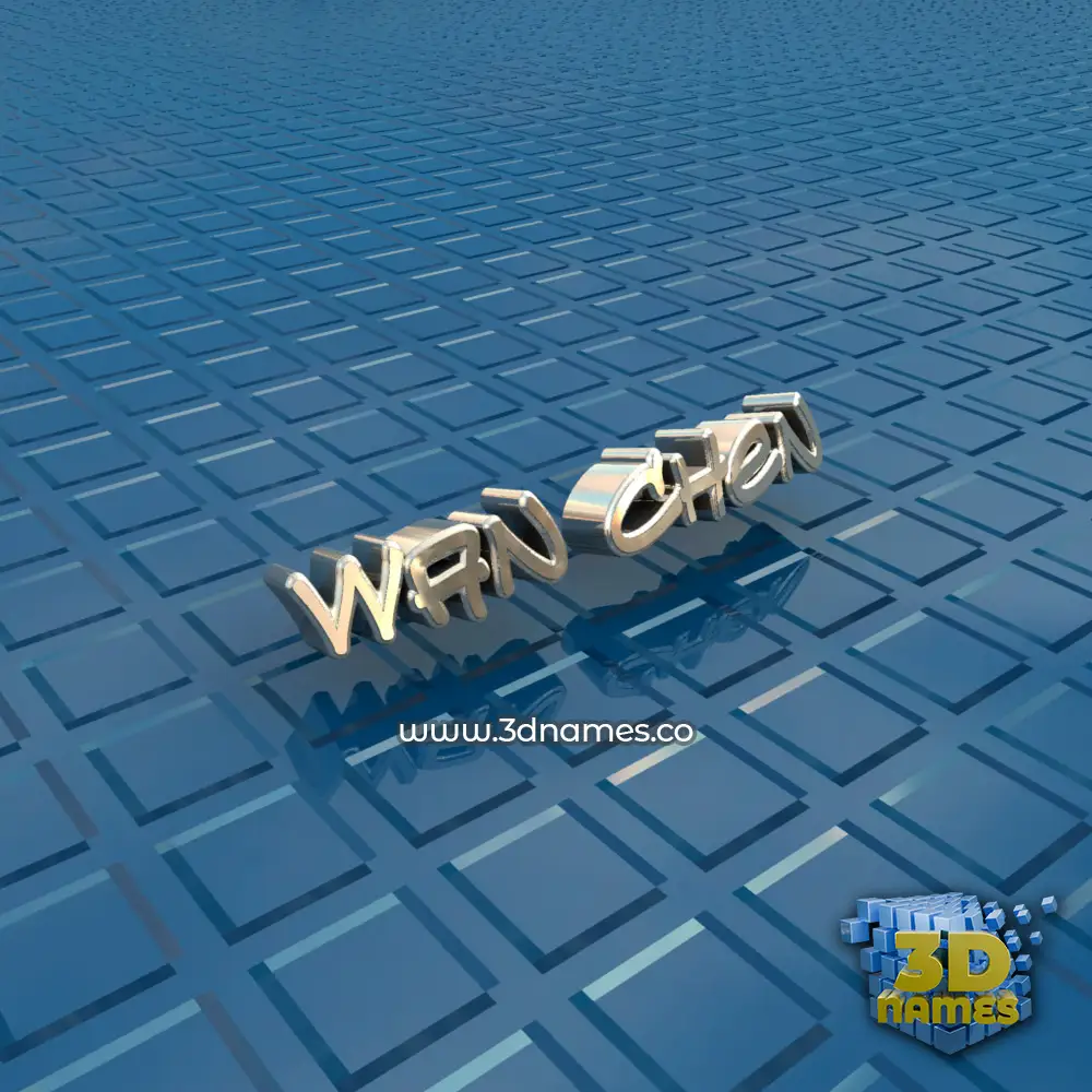 wan chen in Blue Bling style - 3D name wallpaper