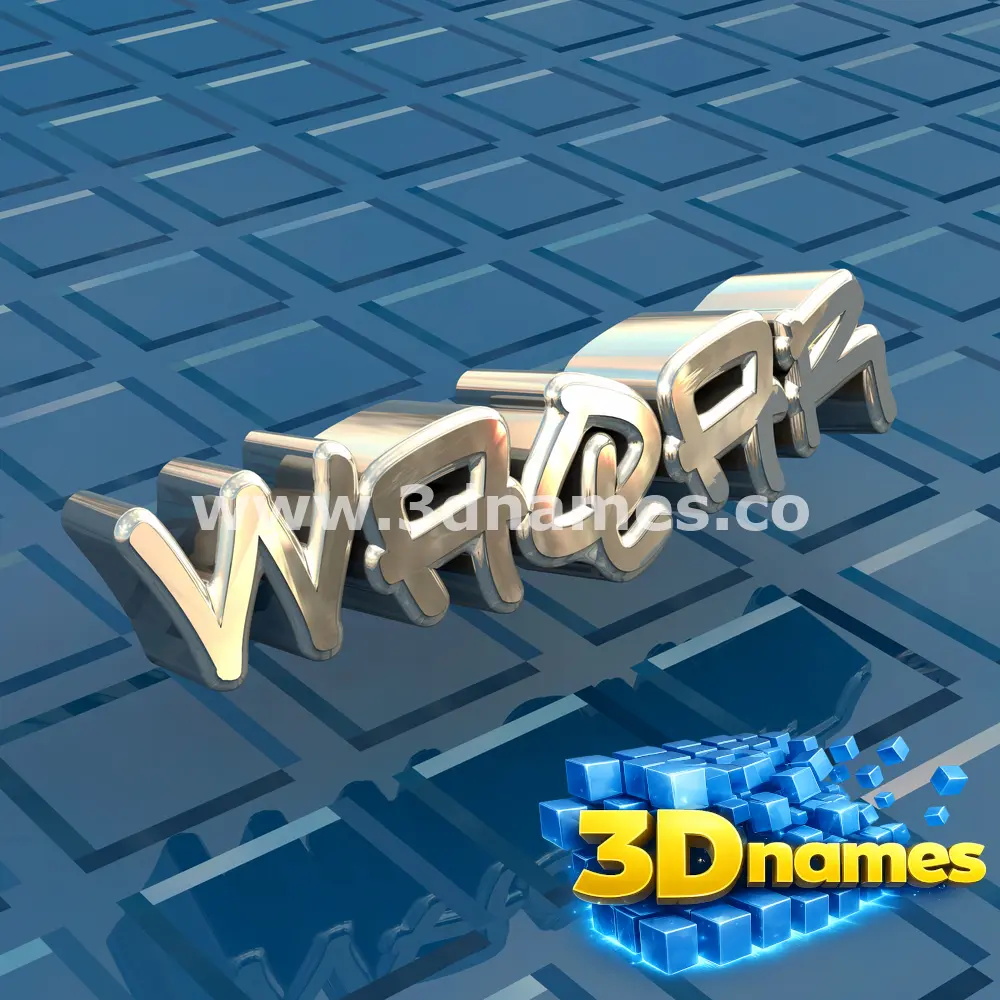 waqar in Blue Bling style - 3D name wallpaper