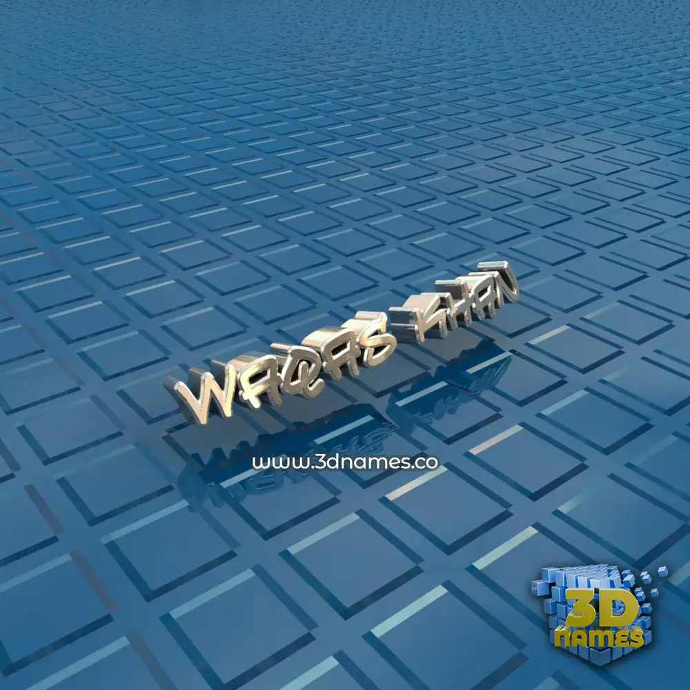 waqas khan in Blue Bling style - 3D name wallpaper